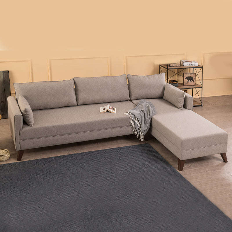 Γωνιακός Καναπές Bella Δεξιά Γωνία Υφασμάτινος Χρώμα Κρεμ 275x165x85