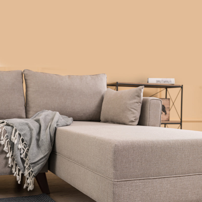 Γωνιακός Καναπές Bella Δεξιά Γωνία Υφασμάτινος Χρώμα Κρεμ 275x165x85
