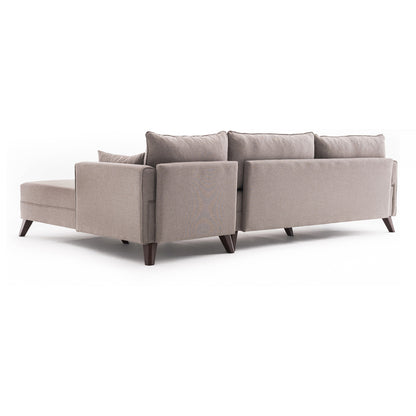 Γωνιακός Καναπές Bella Δεξιά Γωνία Υφασμάτινος Χρώμα Κρεμ 275x165x85