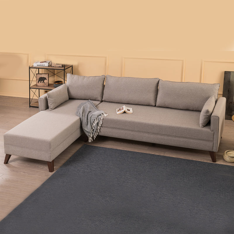 Γωνιακός Καναπές Bella Αριστερή Γωνία Υφασμάτινος Χρώμα Κρεμ 275x165x85