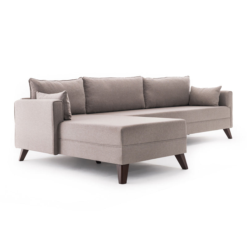 Γωνιακός Καναπές Bella Αριστερή Γωνία Υφασμάτινος Χρώμα Κρεμ 275x165x85