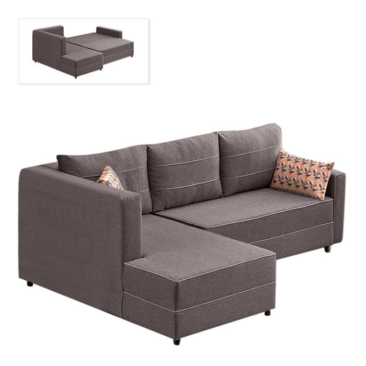 Γωνιακός Καναπές - Κρεβάτι Ece Αριστερή Γωνία Υφασμάτινος Με Αποθηκευτικό Χώρο Χρώμα Καφέ 242X160X88