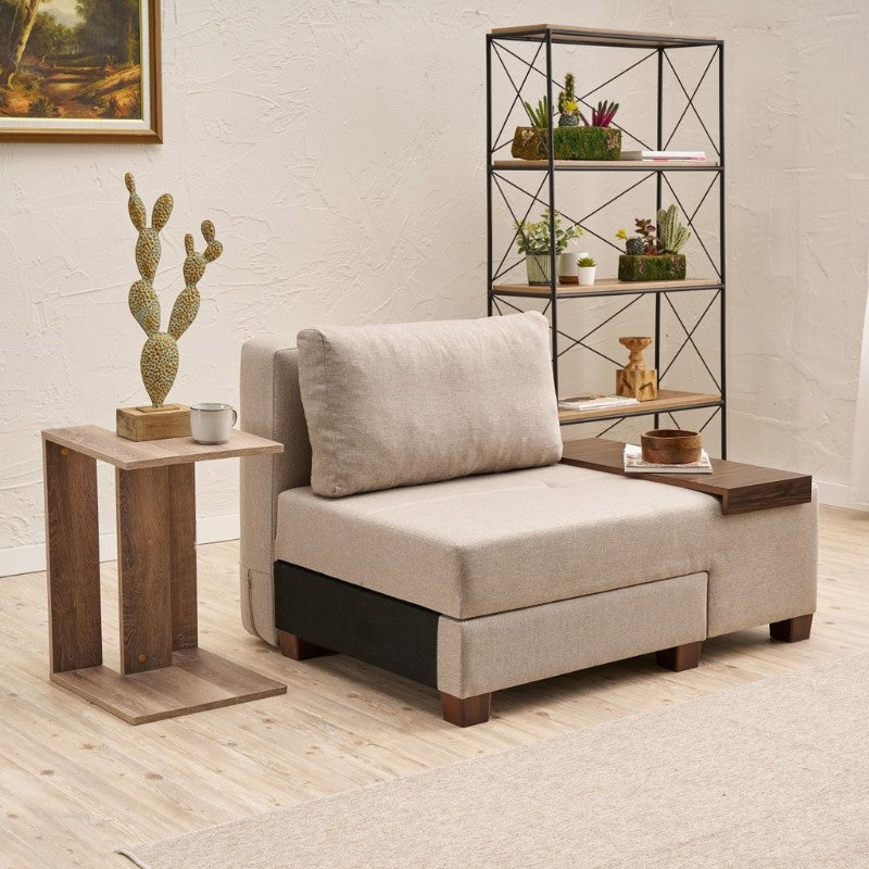 Πολυθρόνα - Κρεβάτι Perenna Υφασμάτινη Χρώμα Κρεμ 116x93x83