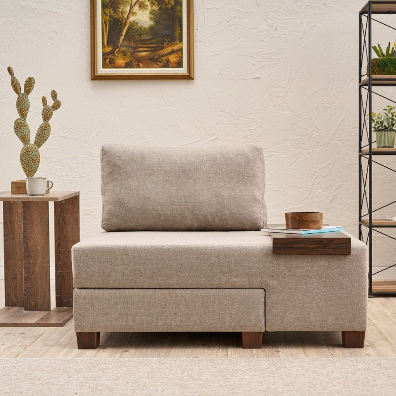 Πολυθρόνα - Κρεβάτι Perenna Υφασμάτινη Χρώμα Κρεμ 116x93x83