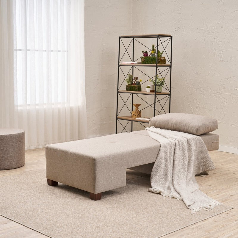 Πολυθρόνα - Κρεβάτι Perenna Υφασμάτινη Χρώμα Κρεμ 116x93x83