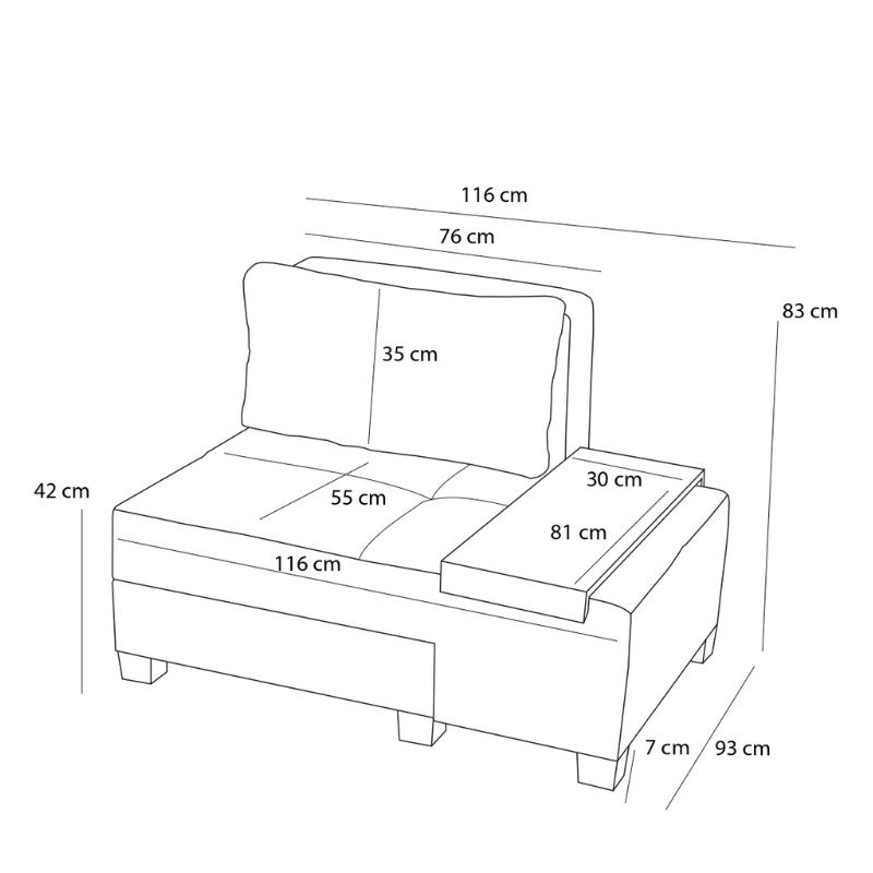 Πολυθρόνα - Κρεβάτι Perenna Υφασμάτινη Χρώμα Κρεμ 116x93x83