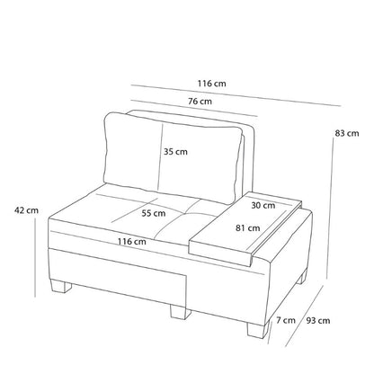 Πολυθρόνα - Κρεβάτι Perenna Υφασμάτινη Χρώμα Κρεμ 116x93x83