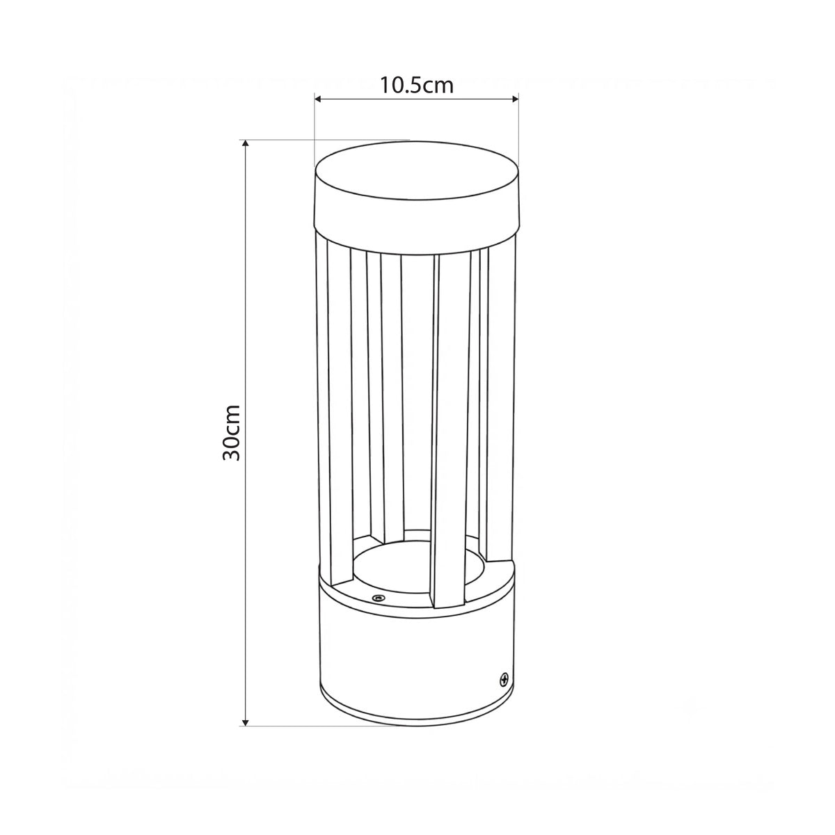 PRISM GLB-103-0018 Φωτιστικό Κολωνάκι Κήπου LED 8W 720lm 90° AC 220-240V Αδιάβροχο IP65 Θερμό Λευκό 2700K - Sanan SMD Chip - Μαύρο Ματ - Μ10.5 x Π10.5 x Υ30