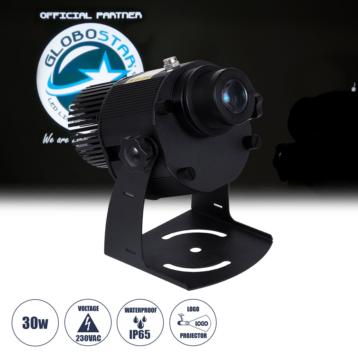 PROJECTOR 51177 LED Προτζέκτορας Διαφημιστικού Λογότυπου Official Partner Εξωτερικού Χώρου - 30W AC 220-240V IP65 - Μ22 x Π18.5 x Υ22cm