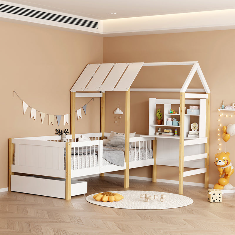 Παιδικό Κρεβάτι Bedria τ.Montessori Ξύλο σε Λευκή-Φυσική Απόχρωση 190x90εκ