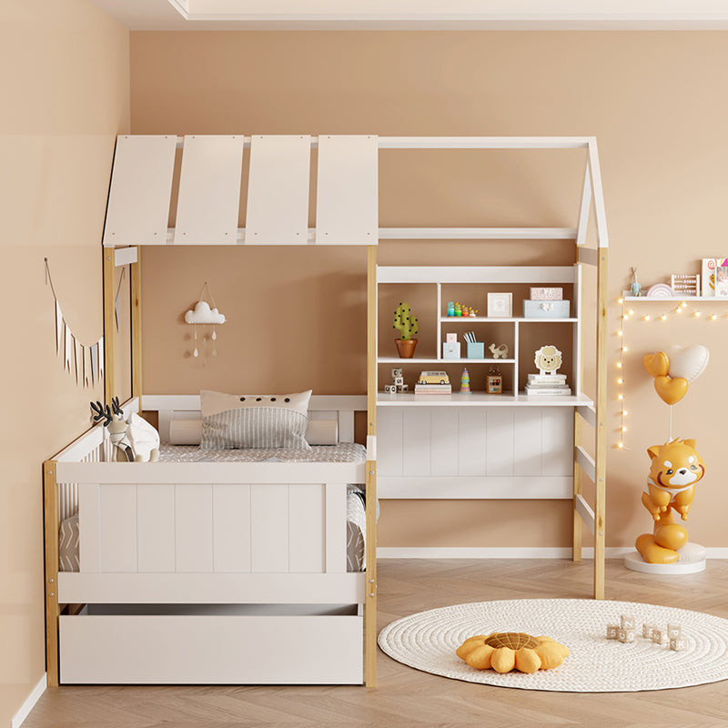 Παιδικό Κρεβάτι Bedria τ.Montessori Ξύλο σε Λευκή-Φυσική Απόχρωση 190x90εκ