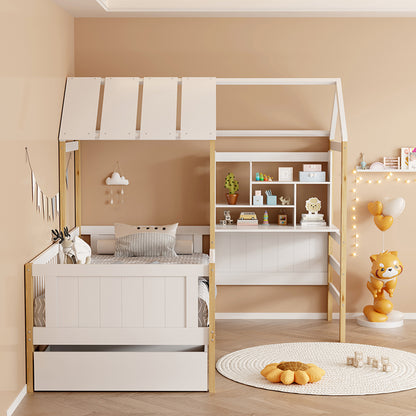 Παιδικό Κρεβάτι Bedria τ.Montessori Ξύλο σε Λευκή-Φυσική Απόχρωση 190x90εκ