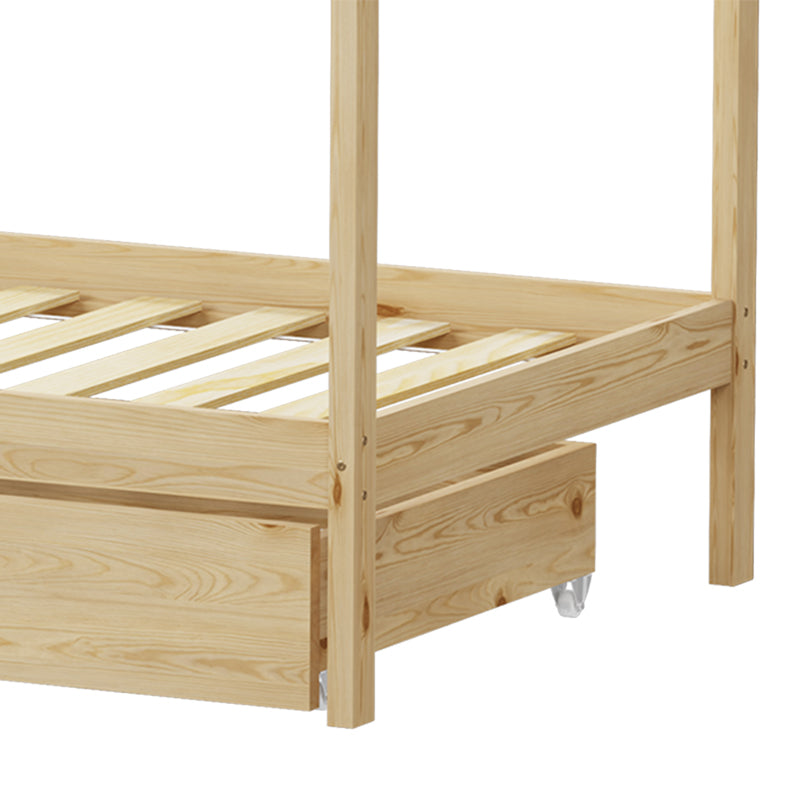 Παιδικό Κρεβάτι Mellin τ.Montessori με 2 Συρτάρια Ξύλο Πεύκου σε Φυσική Απόχρωση 90x190εκ