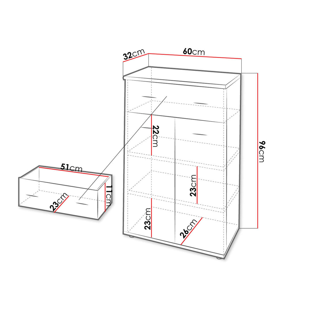 Παπουτσοθήκη Armar 60x32x96
