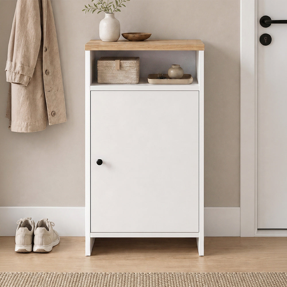 Παπουτσοθήκη - Ντουλάπι Talsa Χρώμα Λευκό - Sapphire Oak 50x35,3x86