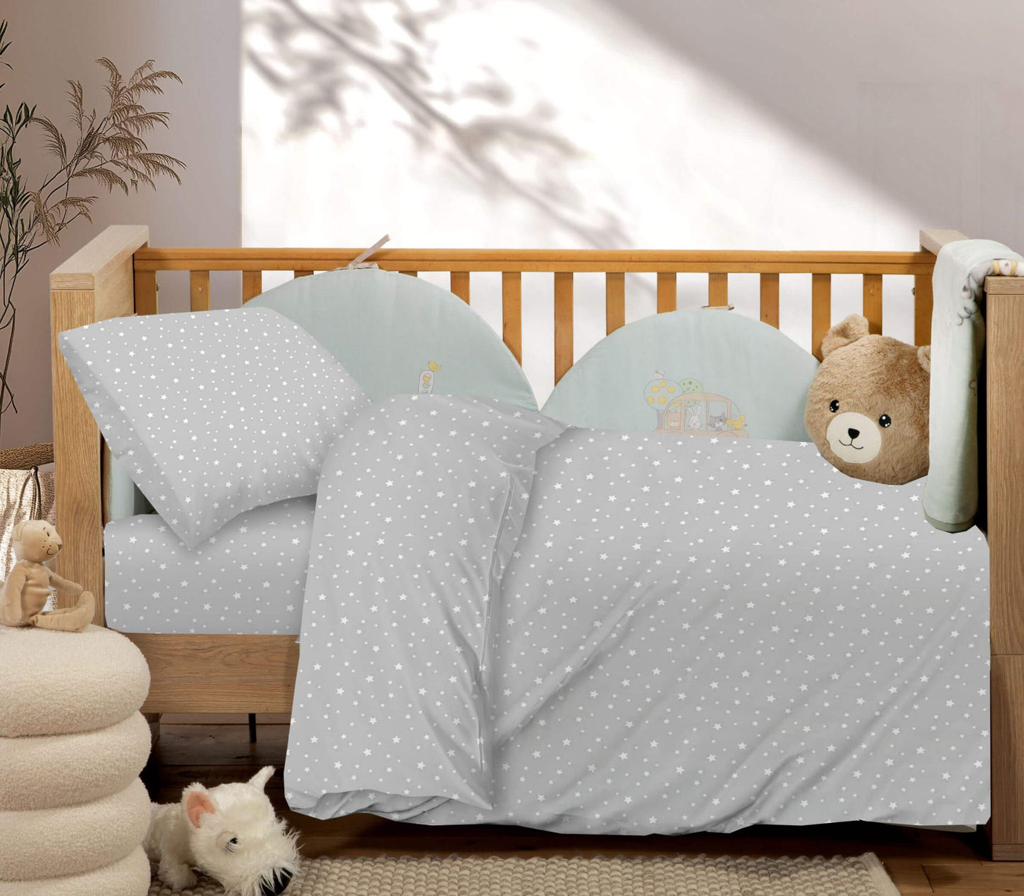 Βρεφικά Σετ Σεντόνι Κούνιας με Λάστιχο Paradise Grey