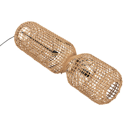 ΦΩΤΙΣΤΙΚΟ ΟΡΟΦΗΣ ΚΡΕΜΑΣΤΟ ΚΥΛΙΝΔΡΙΚΟ ΑΠΟ PAPER ROPE ΜΠΕΖ 2 ΛΑΜΠΕΣ Φ25x100-160