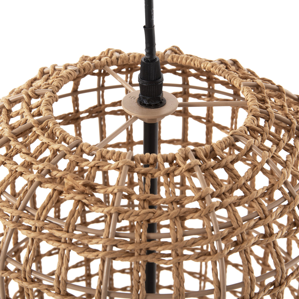 ΦΩΤΙΣΤΙΚΟ ΟΡΟΦΗΣ ΚΡΕΜΑΣΤΟ ΚΥΛΙΝΔΡΙΚΟ ΑΠΟ PAPER ROPE ΜΠΕΖ 2 ΛΑΜΠΕΣ Φ25x100-160