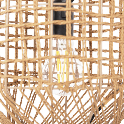 ΦΩΤΙΣΤΙΚΟ ΟΡΟΦΗΣ ΚΡΕΜΑΣΤΟ ΚΥΛΙΝΔΡΙΚΟ ΑΠΟ PAPER ROPE ΜΠΕΖ 2 ΛΑΜΠΕΣ Φ25x100-160