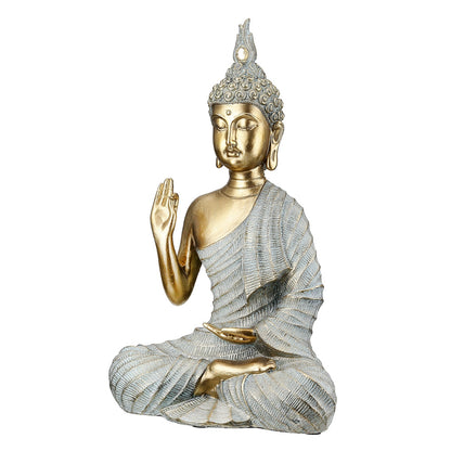 Φιγούρα Buddha Συνθετική Ρητίνη Γκρι Χρυσό Χρώμα 16x8x25