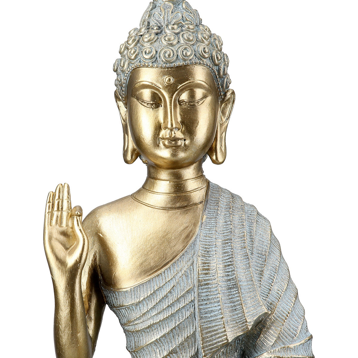 Φιγούρα Buddha Συνθετική Ρητίνη Γκρι Χρυσό Χρώμα 16x8x25