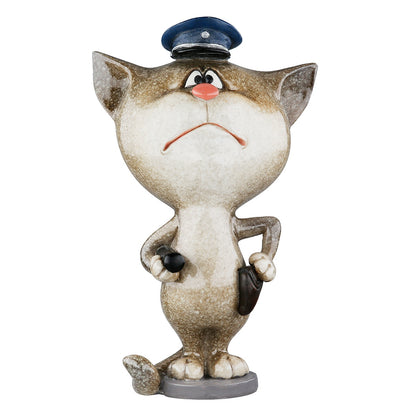 Φιγούρα Cat "Policeman" Πολυμερές Γκρι 8x6x13.5