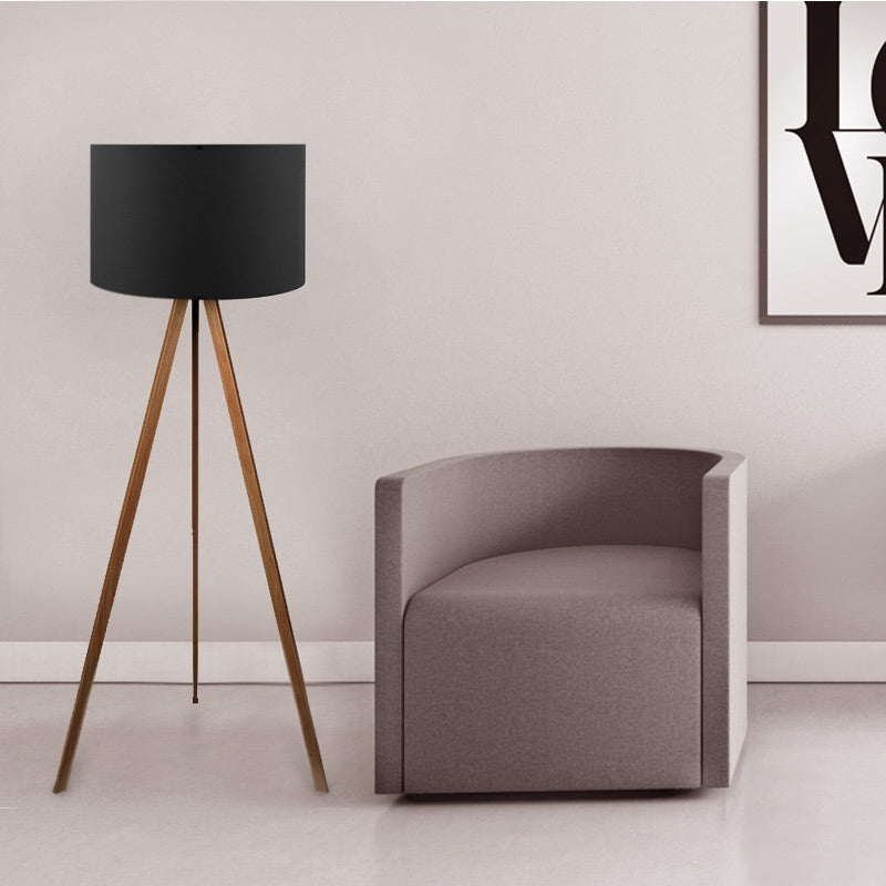 Φωτιστικό Δαπέδου Rosling MDF/Ύφασμα PVC Χρωμα Καρυδί/Μαύρο 38x21x140