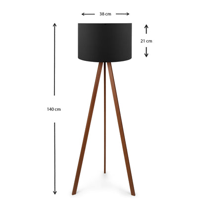 Φωτιστικό Δαπέδου Rosling MDF/Ύφασμα PVC Χρωμα Καρυδί/Μαύρο 38x21x140