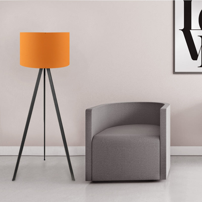 Φωτιστικό Δαπέδου Rosling MDF/Ύφασμα PVC Χρώμα Μαύρο/Πορτοκαλί 38x21x140