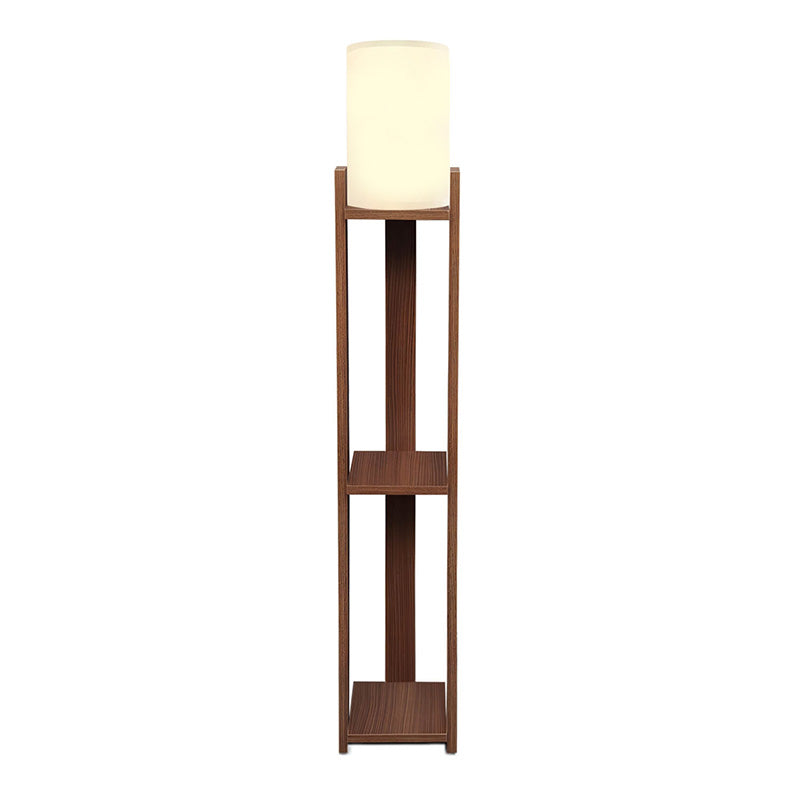Φωτιστικό Δαπέδου Verma I E27 MDF/Ύφασμα PVC Χρώμα Καρυδί - Κρεμ 18,5x18,5x142