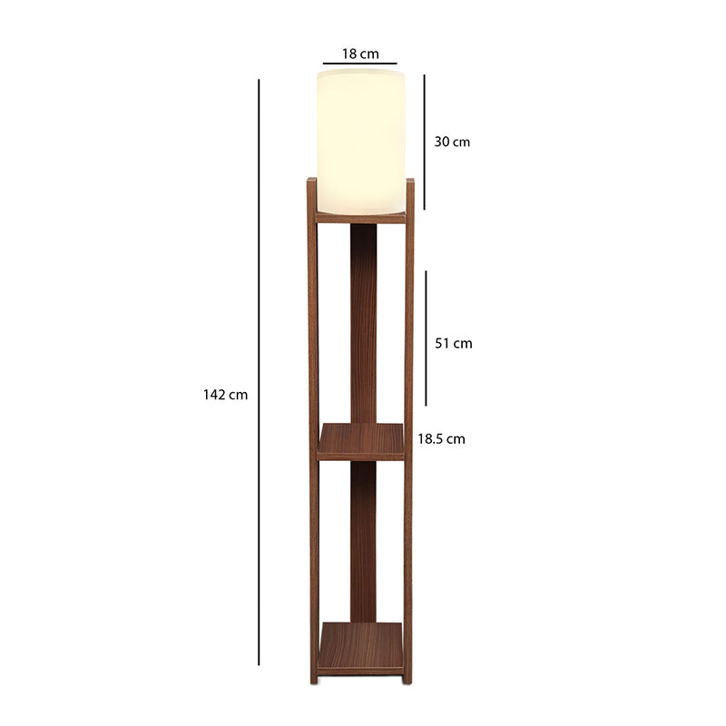 Φωτιστικό Δαπέδου Verma I E27 MDF/Ύφασμα PVC Χρώμα Καρυδί - Κρεμ 18,5x18,5x142