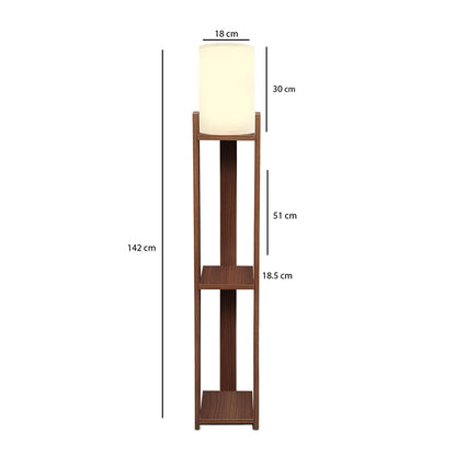 Φωτιστικό Δαπέδου Verma I E27 MDF/Ύφασμα PVC Χρώμα Καρυδί - Κρεμ 18,5x18,5x142
