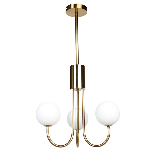 Φωτιστικό Κρεμαστό 3 x G9 Φ42x75 εκ. Gold Brass με Γυάλινες Μπάλες