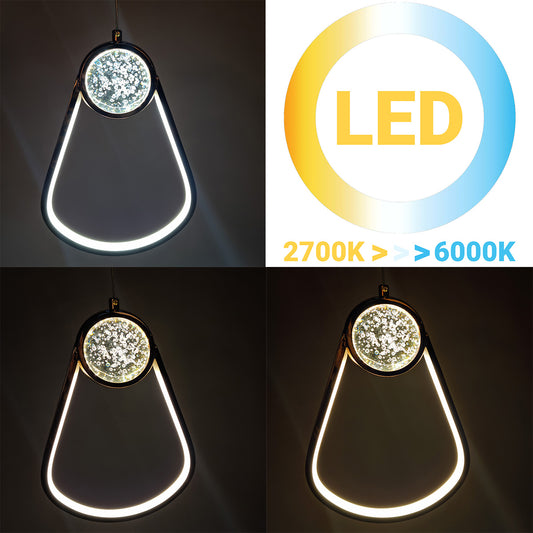 Φωτιστικό Κρεμαστό LED 32W 20x7x30 εκ. Χρυσό με Γυάλινη Μπάλα