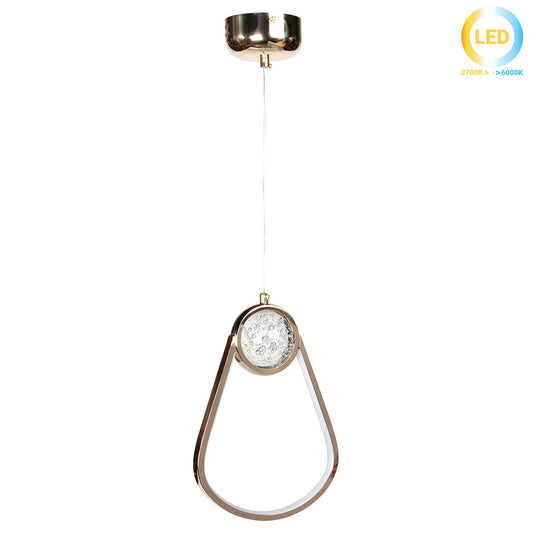 Φωτιστικό Κρεμαστό LED 32W 20x7x30 εκ. Χρυσό με Γυάλινη Μπάλα