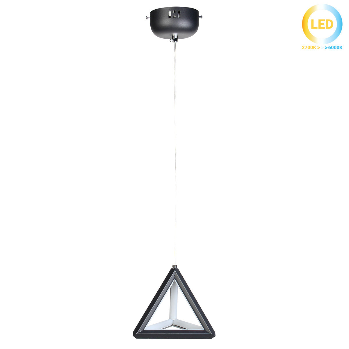 Φωτιστικό Κρεμαστό LED 36W 16,5x16,5x14,5 εκ. Πυραμίδα Μαύρη