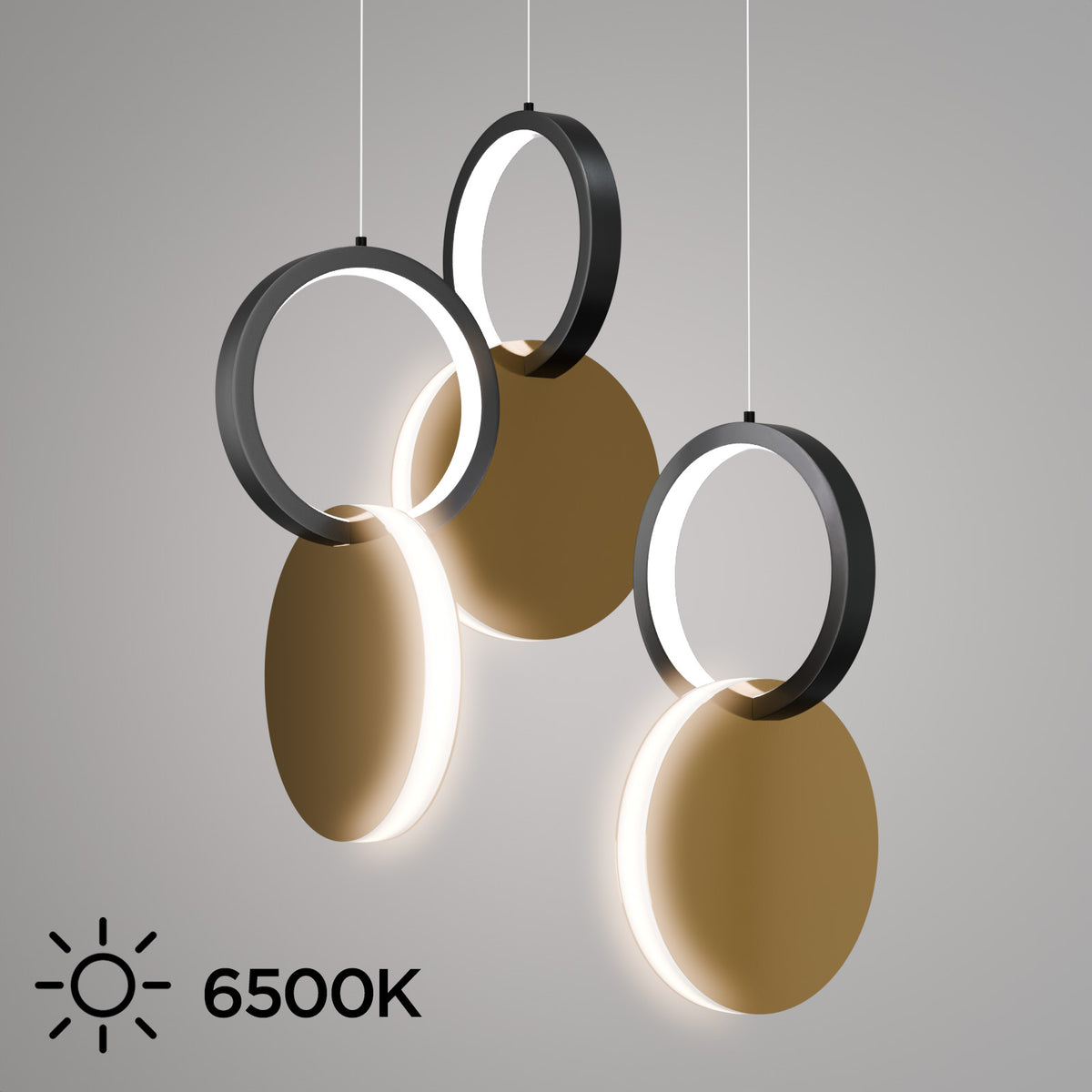 Φωτιστικό Κρεμαστό Symmetric 1E LED 45W Χρυσό-Μαύρο Φ25x120