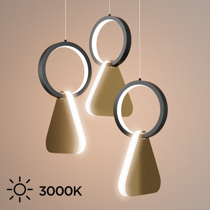 Φωτιστικό Κρεμαστό Symmetric 1F LED 45W Χρυσό-Μαύρο Φ25x120