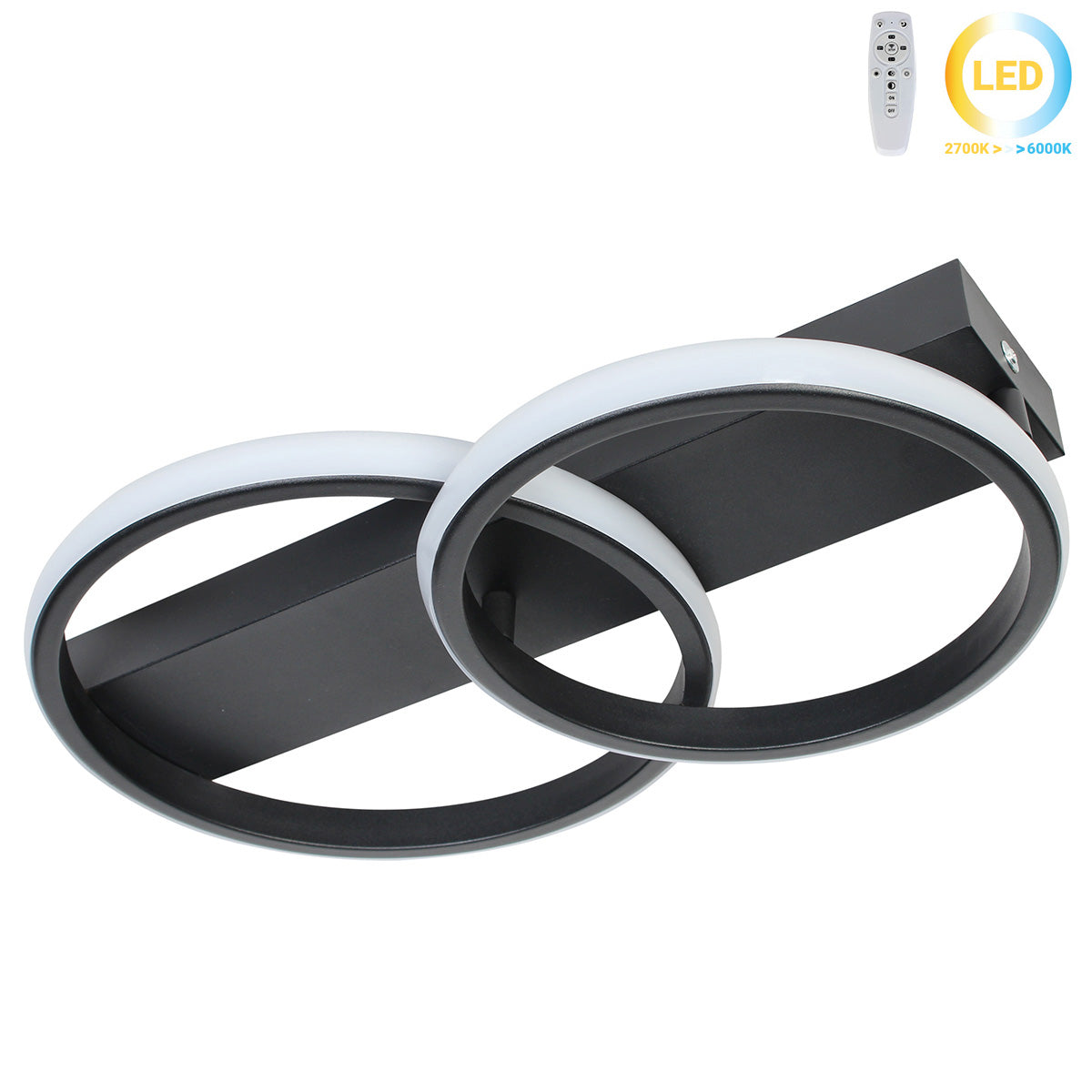 Φωτιστικό Οροφής LED 20W 41x27x7 εκ. Μαύρο με Controller