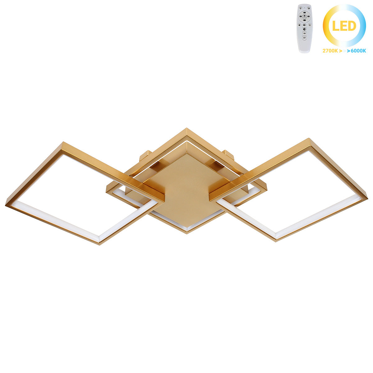 Φωτιστικό Οροφής LED 34W 80x35x8 εκ. Χρυσό με Controller