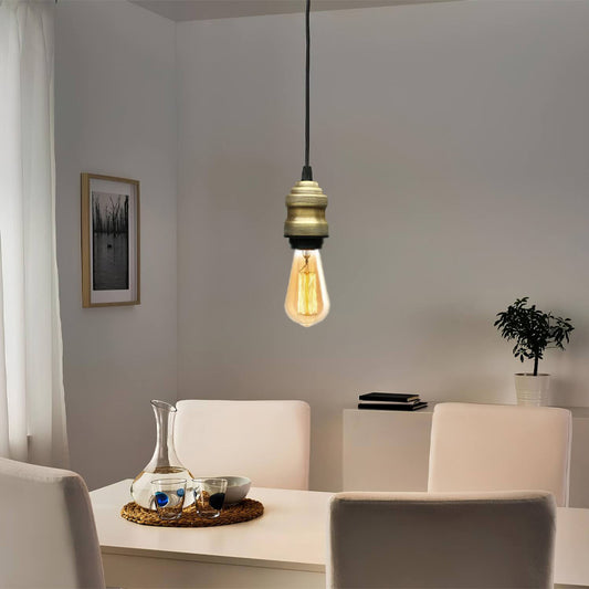 Φωτιστικό Οροφής Rustic E27 Μεταλλικό Μονόφωτο Χρώμα Retro Antique 100εκ-120εκ