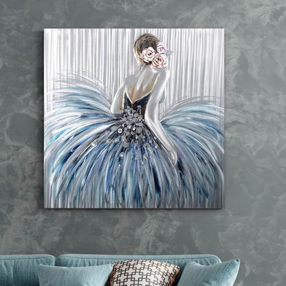 Πίνακας σε Καμβά "Girl in Pearl Dress" Ψηφιακής Εκτύπωσης 90x90x3