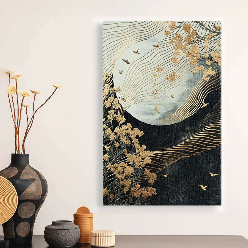 Πίνακας σε Καμβά "Golden Moon" Ψηφιακής Εκτύπωσης 70x100x3