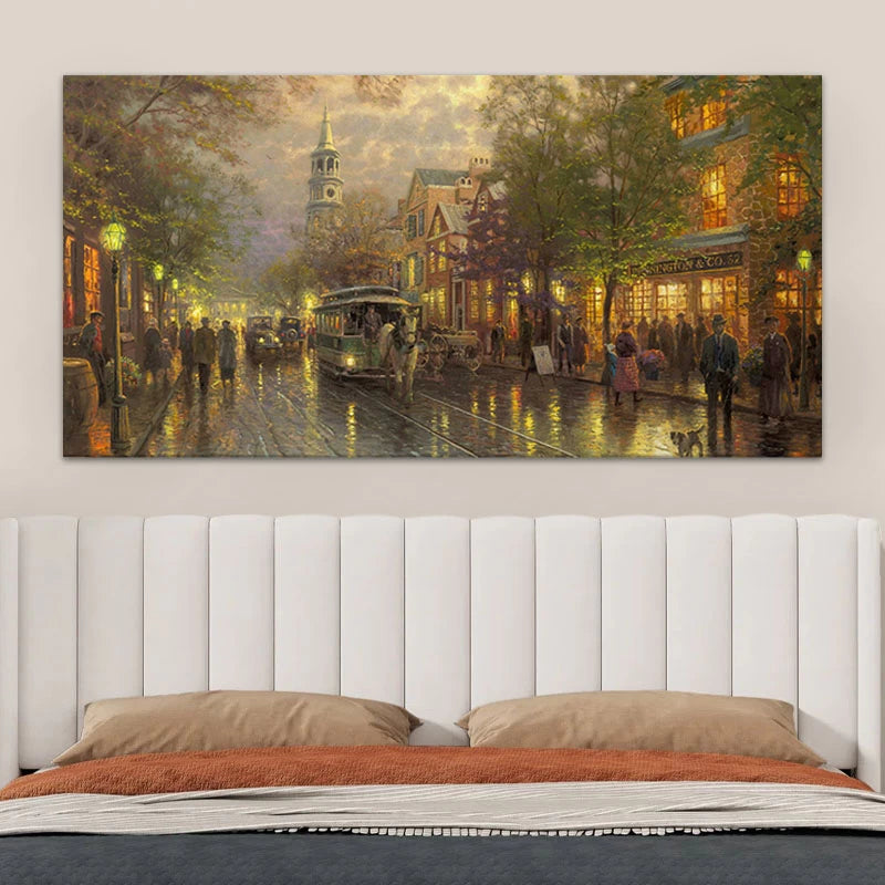 Πίνακας σε Καμβά Wet Streets Ψηφιακής Εκτύπωσης 140x70x3
