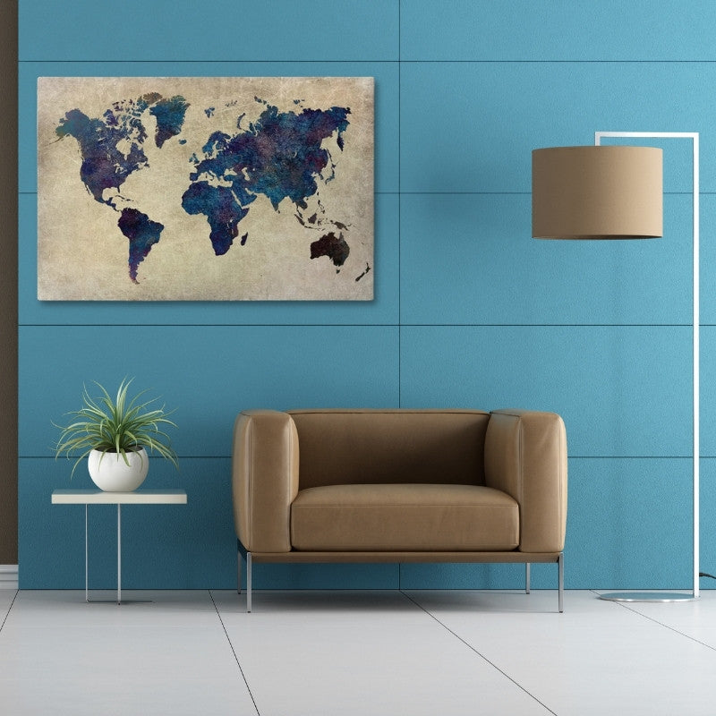 Πίνακας σε Καμβά World Map Ψηφιακής Εκτύπωσης 125x80x3