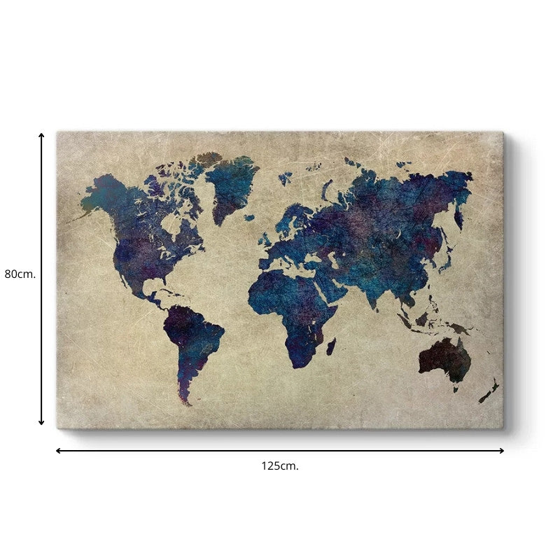 Πίνακας σε Καμβά World Map Ψηφιακής Εκτύπωσης 125x80x3