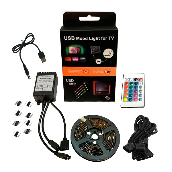 Πλήρες Κιτ Κρυφού Φωτισμού RGB με USB για Τηλεοράσεις και Τηλεχειριστήριο 06006