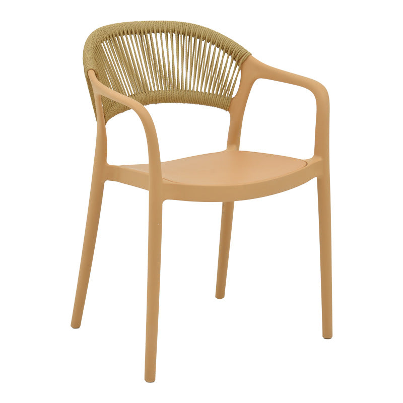 Πολυθρόνα Ankara Στοιβαζόμενη PP Cappuccino Απόχρωση με Μπεζ Rattan 57x48x80