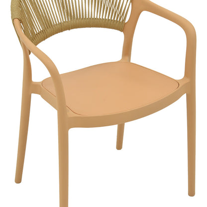 Πολυθρόνα Ankara Στοιβαζόμενη PP Cappuccino Απόχρωση με Μπεζ Rattan 57x48x80