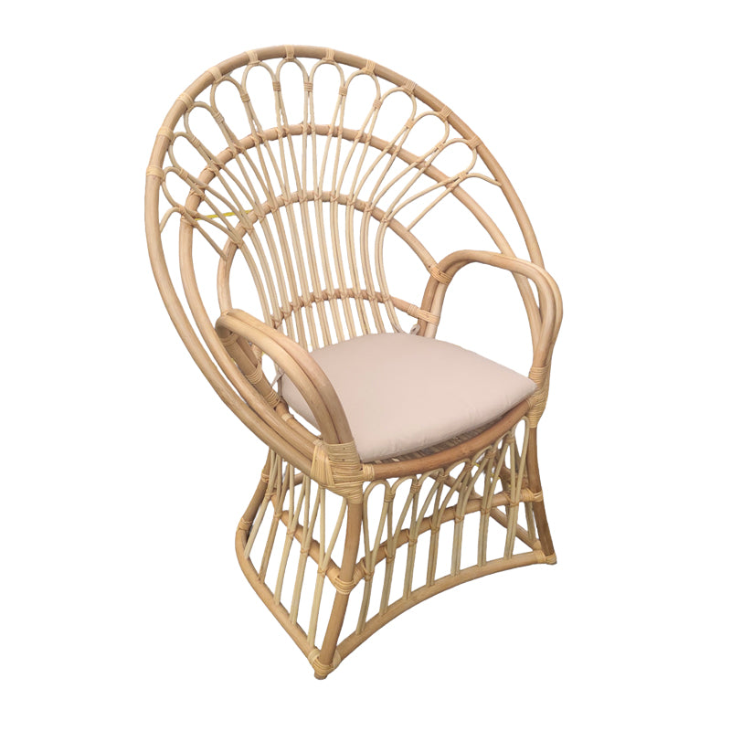 Πολυθρόνα Boloni με Μπεζ Μαξιλάρι-Φυσικό Rattan 100x67x120